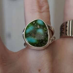 Carico Lake Turquoise Silver Ring Size 5